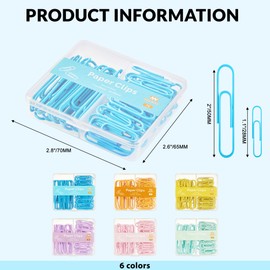 NEEWAY Colorful Paper Clips Assorted Sizes, Small and Large Paper Clips, 420 Count, 6 Pack of 70