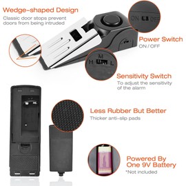Voarge 2 Pack Door Stop Alarm, 120dB Door Stop Alarm Wedge Shaped Door Stopper Wireless Alert Home Security System, Adjustable Sensitivity Lightweight Door Stop Alarm for Home Hotel Travel