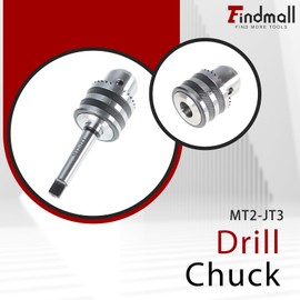 findmall 1/32-5/8 Heavy Duty Drill Chuck with MT2 Shank Chuck Key Fit for Various Lathes