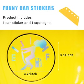 Funny Car Fuel Tank Sticker, EF Logo Waterproof High Gas Consumption Decal, Universal Vehicle Fuel Gage Empty Stickers Decor Suitable for Cars, Trucks, Motorcycles, SUVs (Hair Female) (Colourful)