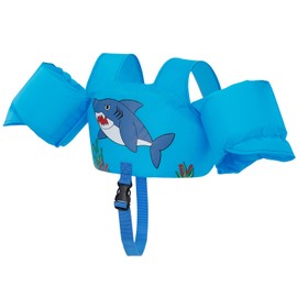 WISEPRO Kids Swim Vest for 33-55 lbs, Toddler Swimming Vest with Arm Wings Shoulder Harness, Kids Swimming Float Vests Swim Training Equipment for 2 3 4 5 6 Years Old Boys & Girls