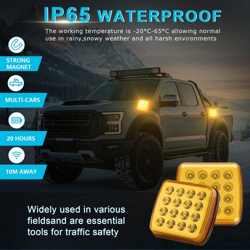 Markstor Wireless LED Road Flares for Emergency,Rechargeable Safety Flashing Lights