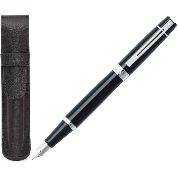 Sheaffer 300 Glossy Black Pen with Chrome-Plated Trim and Matching