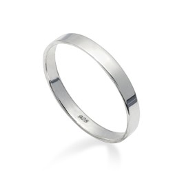 925 Solid Sterling Silver 3mm Flat Band Polished Ring In Sizes G-Z (K)