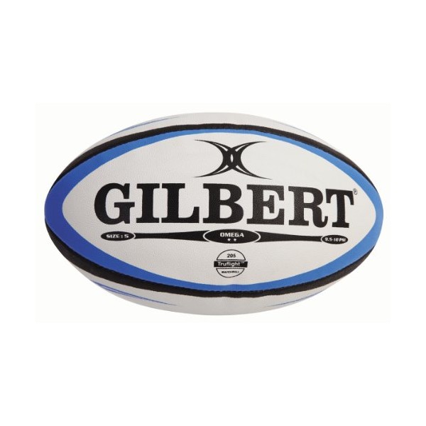 Gilbert Men's Omega Match Rugby Ball - Blue/Black, Size 4