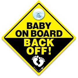 Baby on Board Sign Back Off Baby Feet, Baby On Board Car Sign, Grandchild On Board Car Sign, Suction Cup Baby Car Window Sign, 14cm