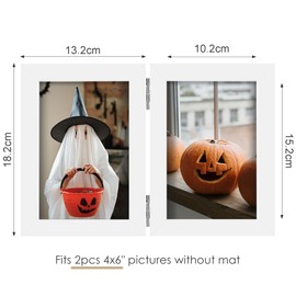 Tinkeps Double Photo Frame 6x4, Hinged Folding Picture Frames 4x6 for Tabletop Display, White.