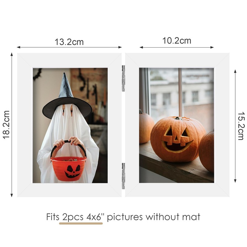 Tinkeps Double Photo Frame 6x4, Hinged Folding Picture Frames 4x6