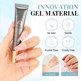 UNA GELLA Solid Nail Glue Gel | Soft Gel Nail Tips 10ml | Lamp Curing Needed Soak Off Glue Super Strong Nail G lue G el for Acrylic Nails For Nail Extensions for Jelly Tips