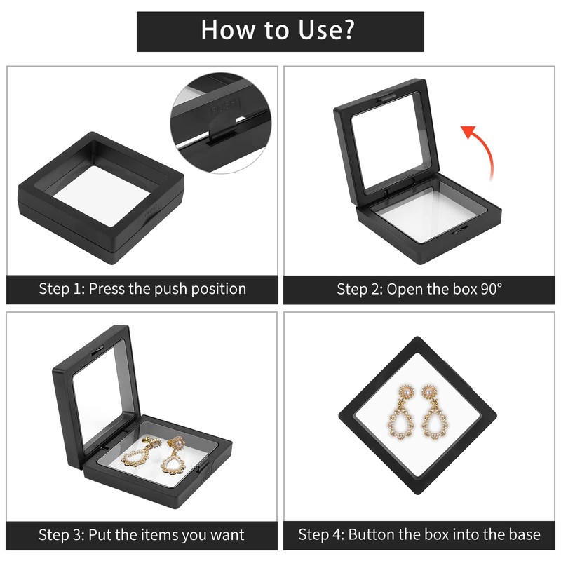 4Pcs 3D Floating Frame with Stand, Challenge Coin Display Holder,