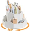 360-Degree Rotating Desk Organiser, White Multi-Compartment Storage Caddy for Stationery