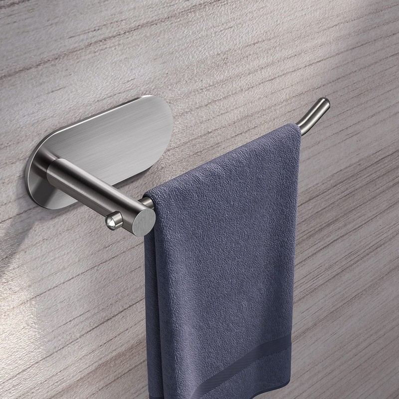 VAEHOLD Self Adhesive Hand Towel Holder for Bathroom, Silver Towel