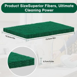 UHBYJM 50 Pcs Scouring Pads,Heavy Duty Scour Pads,Non Scratch Scouring Pads,Dish Scrubber Scrubber Pads,Reusable Green Scrub Pads for Household Dishes Kitchen Sink Scrubbers & Metal Grills,4x6in