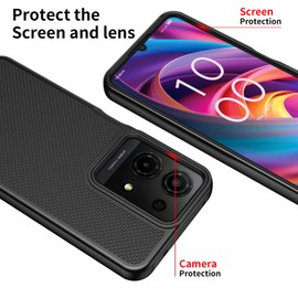 for TCL K32/K33 5G 2025 Case with Tempered Glass Screen Protector,Dual Layer Heavy Duty Shockproof Protection (Black)