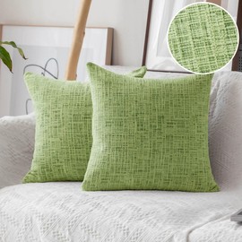 Home Brilliant Cushion Covers Green Decorative Chenille 60x60 Sofa Bed Couch Spring Decor, Soft Textured Large Cushion Covers Set of 2, 60cm, Green Apple