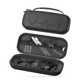 ProCase Estuche para Estetoscopio 3M Littmann Classic III y Cardiology IV, Funda Protectora Rígida Transporte para MDF ADC Omron Bolsa Almacenamiento Médico para Escuela Enfermería-Negro
