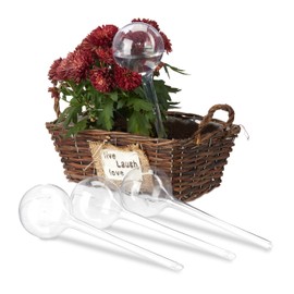 Relaxdays Set of Watering Balls, Dosed Watering for 2 Weeks for Potted Plants, Plastic, Various Colours