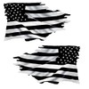 Black & White Tattered Mirrored USA Flag Sticker 2 Pack