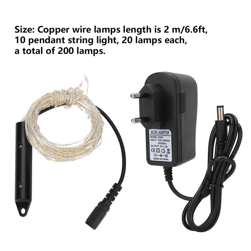 2M 200LED String Light Flexible Copper Wire for Christmas Holiday