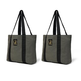 ADYAN Canvas Bag Pack of 2 Cotton 12 Oz Reusable Canvas Tote Bags for Shopping Grocery DIY Painting and Crafts (Olive Green)