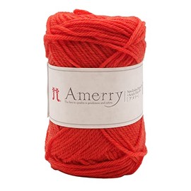 Hamanaka 2261 Hand Knitting Yarn, Amely, Medium Thick, Col.55, Red, 1.4 oz (40 g), Approx. 33.8 ft (110 m)