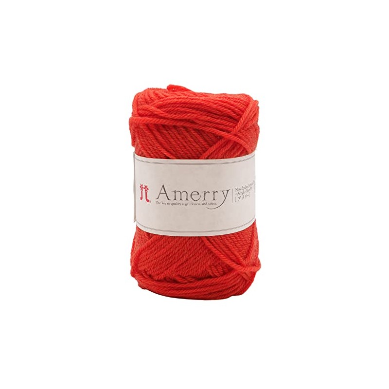 Hamanaka 2261 Hand Knitting Yarn, Amely, Medium Thick, Col.55, Red,