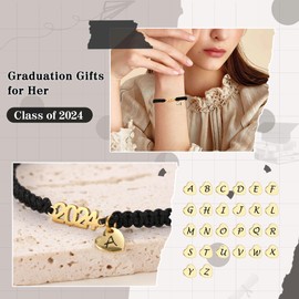 Btysun Graduation Gifts for Her A Initial Bracelets for Women Teen Girls Daughter Graduation Gifts Adjustable Braided Graduation Bracelets 2024 Letter A Birthday Christmas Jewelry
