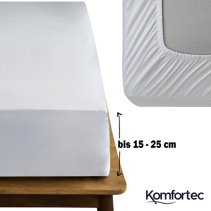Komfortec Jersey Fitted Sheet 140 x 200 cm, 100% Cotton,