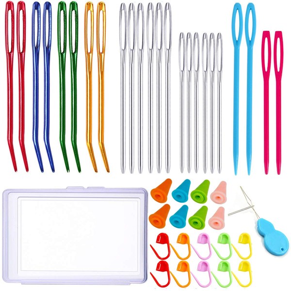 Y-Axis 24 Pcs Assorted Yarn Needles Bent Tapestry Needle Weaving