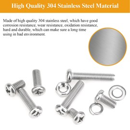 172 Pieces M6 Machine Screws Nuts Washers Set, Sutemribor M6 x 8/10/12/16/20/25/30mm Phillips Pan Head Machine Screws Nuts Washers Assortment Kit, 304 Stainless Steel, Fully Threaded