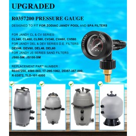 Upgraded Brass Insert R0357200 Air Gauge Release Valve Assembly Replacement for Zodiac Jandy CL CV DEL DEV JS Series Sand Filters Replace Part R0357200, 4580-003, 17-295-1062, 25357-357-000, R-03572
