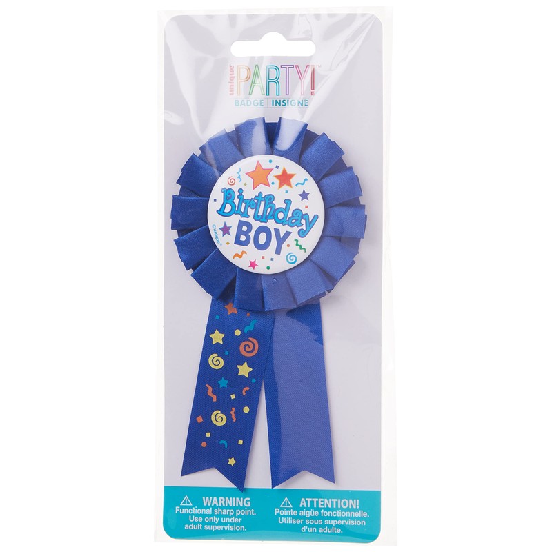 Birthday Boy Blue Fabric Award Badge - 7" (1 Pc)