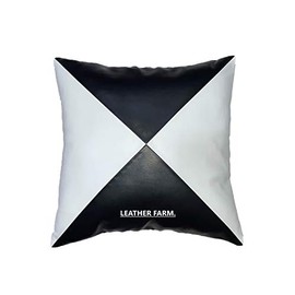 Funda de cojín de piel de cordero blanca y negra de piel de cordero (18 x 18)