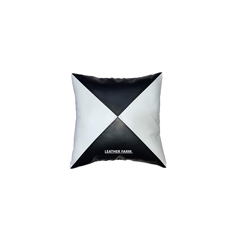 Funda de cojín de piel de cordero blanca y negra