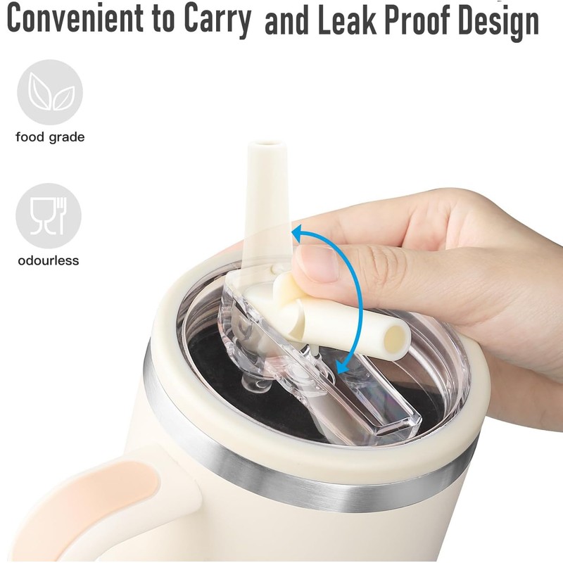 スタンレー蓋交換用40オンス、H2.0スタンレー液体漏れストッパー2個、再利用可能スタンレーストローアクセサリー(ローズクォーツA) (ブラック)