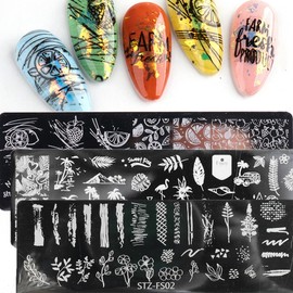 3pcs Flower Rose Flower Fruit Lemon Line Stamping Plate Nail Stamp Nail Tool Nail Art