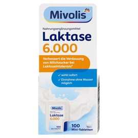 미볼리스 소화도움 락타아제 6000 미니정제 100개 8g Mivolis Digestive Aid Lactase 6000 Mini Tablets 100 Count 8g