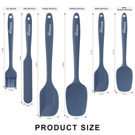 NileHome Silicone Spatula Set, 6 Packs Food Grade Kitchen Utensils with Silicone Brush Heat Resistant BPA-free Rubber Spatula for Scraping, Baking, Cooking, Mixing, Haze blue