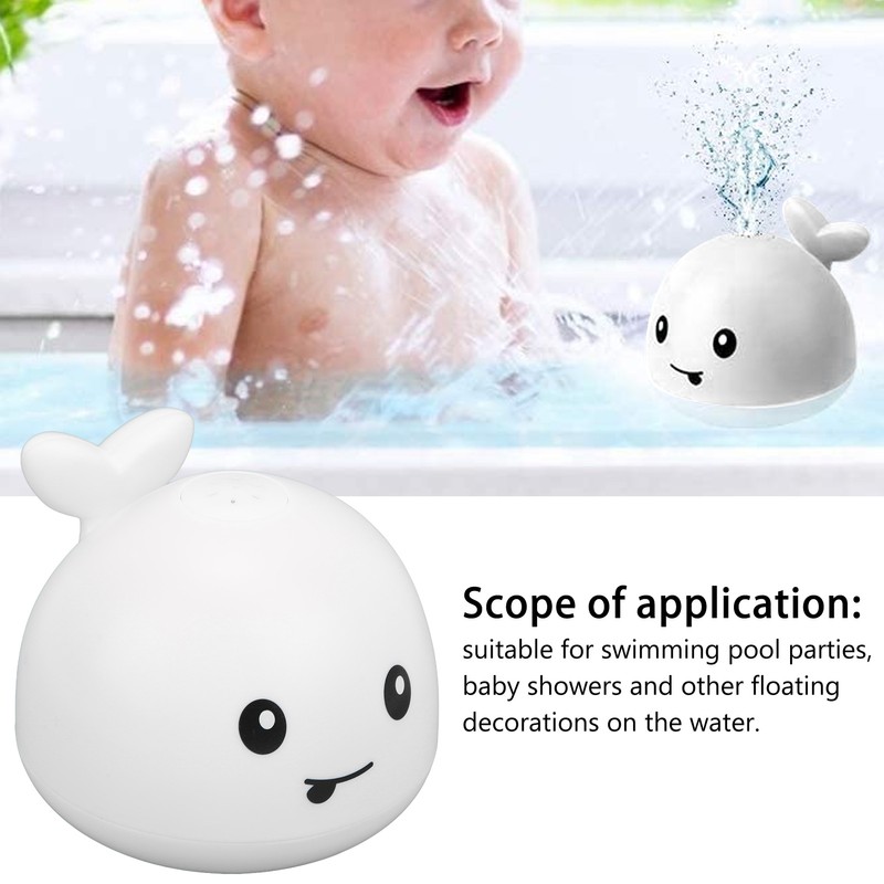 Whale Water Spray Toy White Induction Switch Floating Spraying Flashing