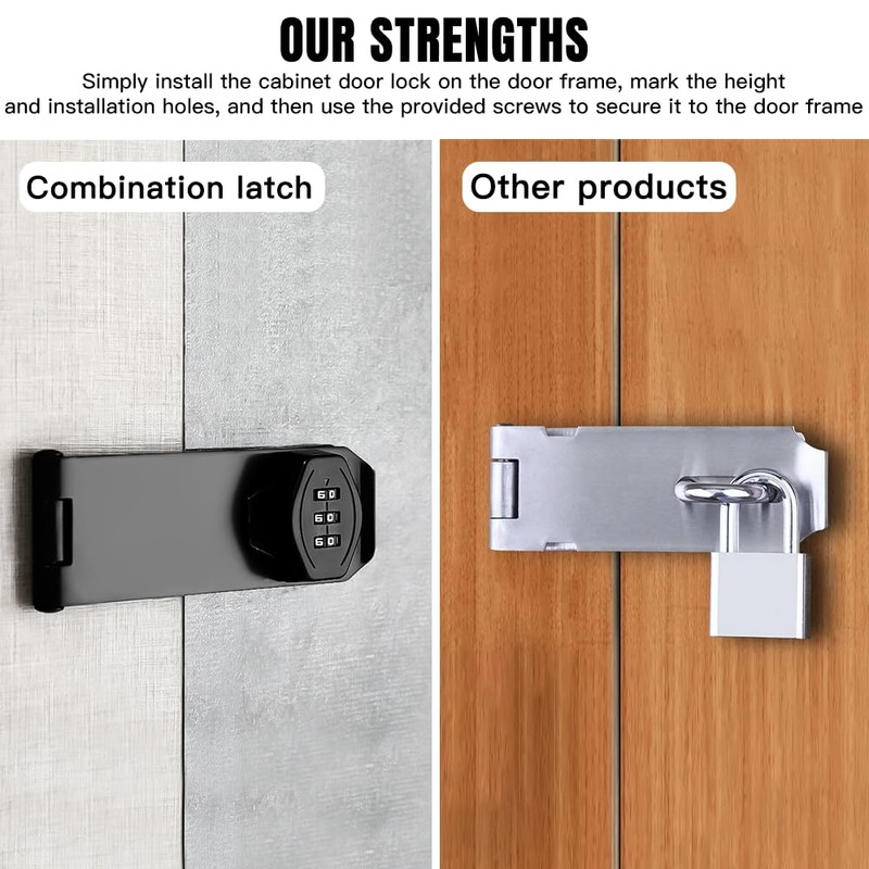 BNGXR Security Hasp Lockable, Safety Hasp with Combination Lock, Security