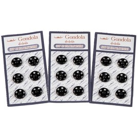Sew on Snap Buttons Metal Fastener Buttons for Sewing Clothing, Standard 100 by Oeko-Tex, 18 Sets, Black (12mm 1/2")
