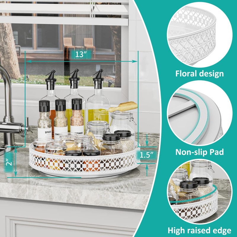 Ovicar Lazy Susan Turntable Organizer - 13 inch Rotating Spice