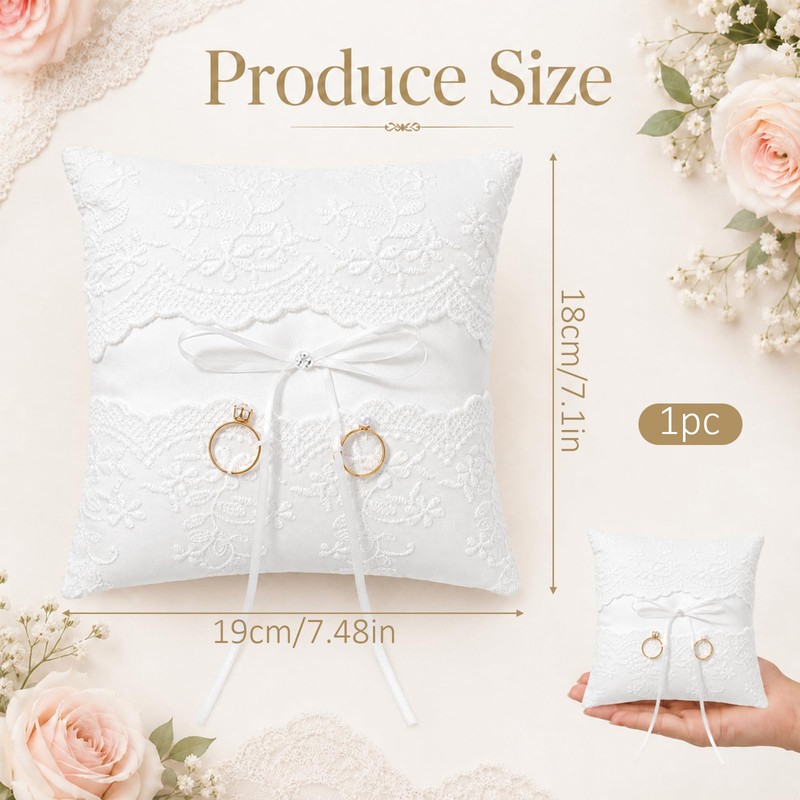 Wedding Ring Bearer Pillow, Weddings Ring Pillow with Lace Pearl