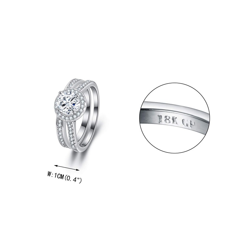EVER FAITH Sparkly Round Cubic Zirconia Wedding Ring Beautiful Eternity