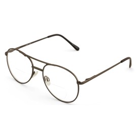 V.W.E. Clear Lens Bifocal Classic Metal Reading Glasses - Spring Hinge Tear Drop Reader (Gunmetal, 1.75, x)