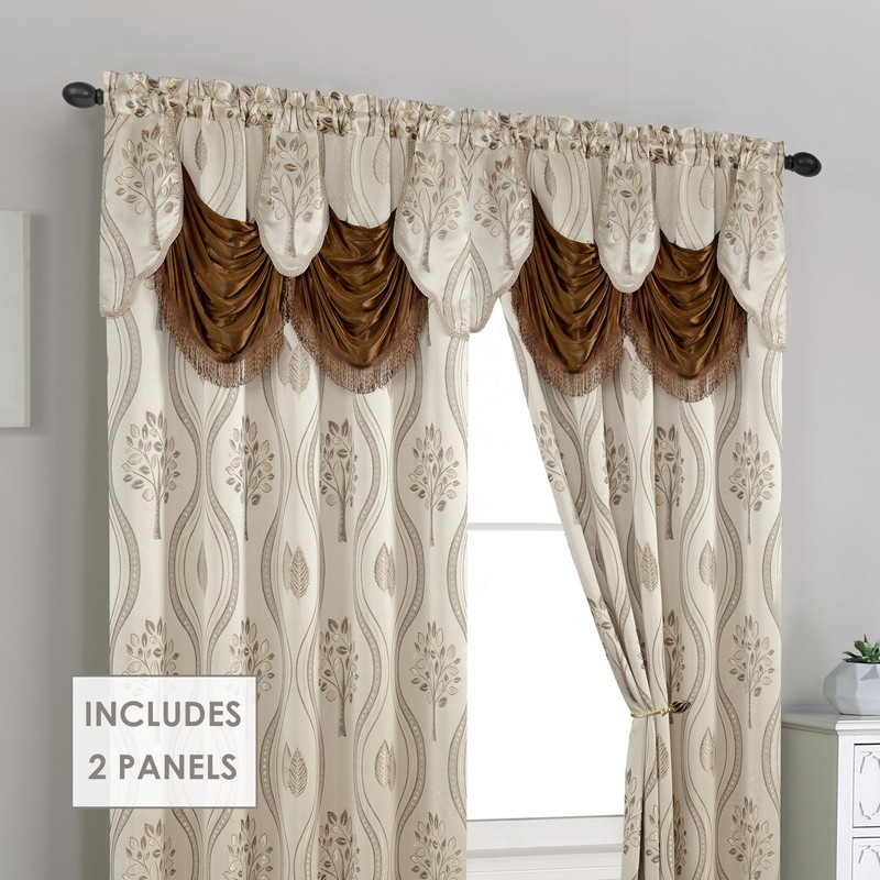 Elegant Comfort Luxurious Beautiful Curtain Panel Set with Attached Valance