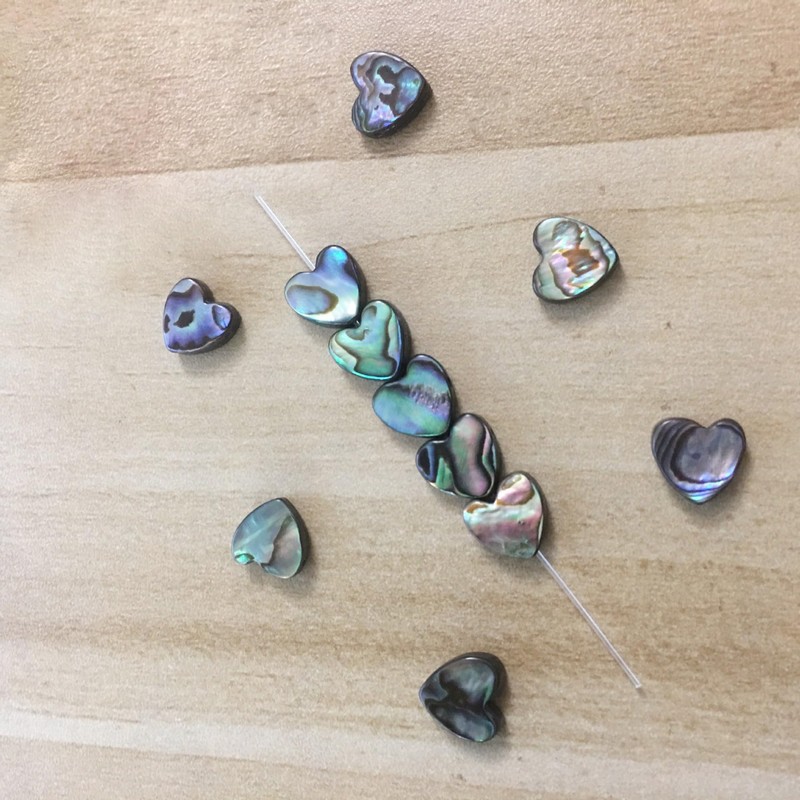 20PCS Heart Beads Abalone Shell Beads Natural Abalone Flat Loose