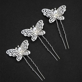 Pearl butterfly hairpin, Hanbok hair ornament, wedding hairpin, updo ornament, U-pin / 진주나비 뒤꽂이 한복 머리장식 웨딩헤어핀 올림머리장식 U핀