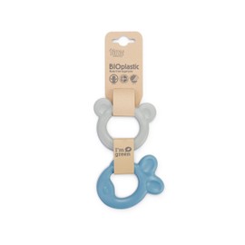 Dantoy Teething Ring Baby Toy and Teether - Teething Aid Baby Bioplastic on Sugar Cane Base - Teething Ring Baby Made in Denmark (Blue/Grey)