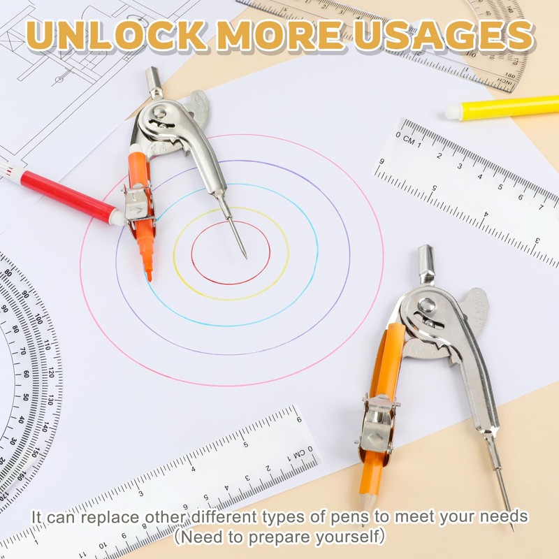 4 Pieces Geometry Math Set Compass for Geometry Math Compass